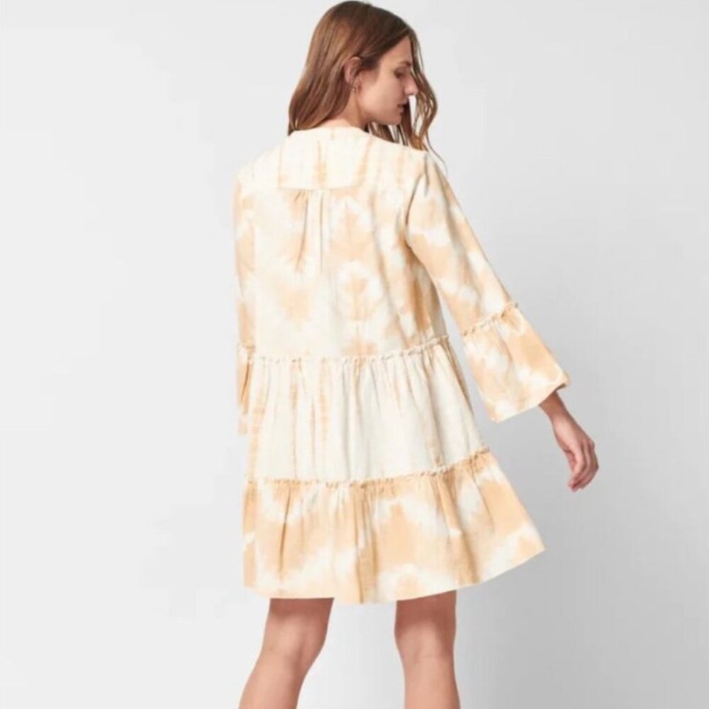 Faherty Vida Tie Dye Dress in Maple Sugar - Picture 3 of 8